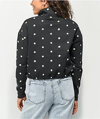 Petals by and Peacocks Daisy Garden Black Quarter Zip Sweatshirt