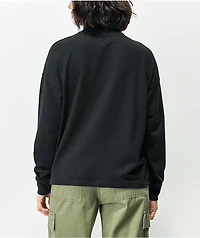 Petals by and Peacocks Daisy Script Mockneck Black Long Sleeve T-Shirt