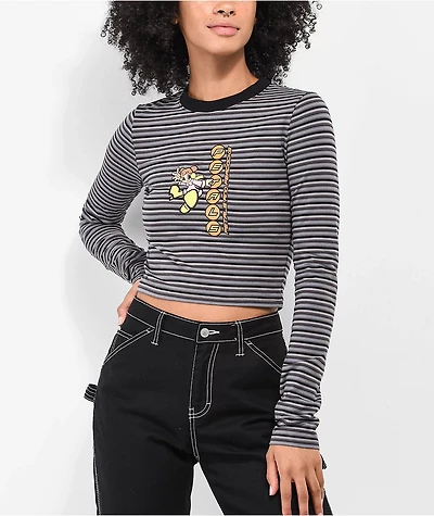 Petals by and Peacocks Electric Lady Black & Grey Crop Long Sleeve T-Shirt