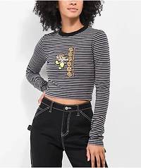 Petals by Petals and Peacocks Electric Lady Black & Grey Crop Long Sleeve T-Shirt