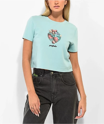 Petals by and Peacocks Electric Lady Teal Crop T-Shirt