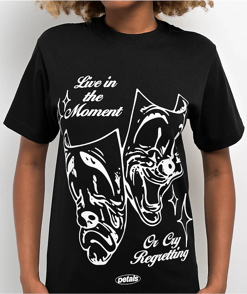 Petals by and Peacocks Enjoy Life Black T-Shirt