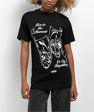Petals by and Peacocks Enjoy Life Black T-Shirt