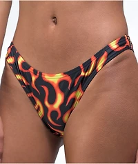 Petals by and Peacocks Flames Black Cheeky Bikini Bottom