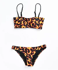 Petals by and Peacocks Flames Black Cheeky Bikini Bottom