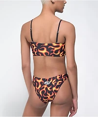 Petals by and Peacocks Flames Black Cheeky Bikini Bottom
