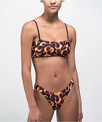 Petals by and Peacocks Flames Black Cheeky Bikini Bottom