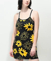 Petals by and Peacocks Floral Field Black Tank Top Dress