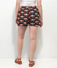 Petals by and Peacocks Flower Print Black Board Shorts