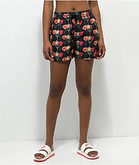 Petals by and Peacocks Flower Print Black Board Shorts