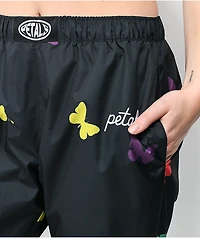 Petals by and Peacocks Fluttering Black Elastic Waist Pants