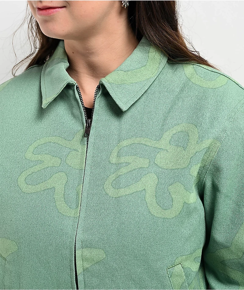 Petals by and Peacocks Green Crop Work Jacket