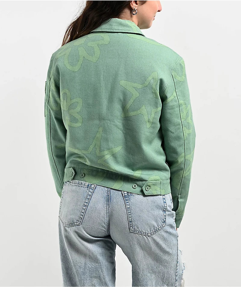 Petals by and Peacocks Green Crop Work Jacket