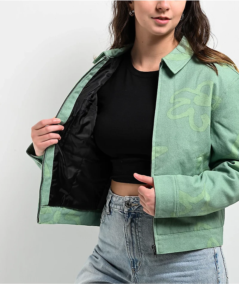 Petals by and Peacocks Green Crop Work Jacket