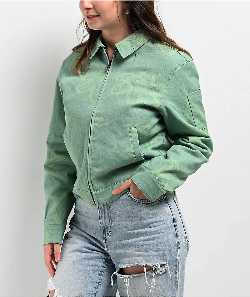 Petals by and Peacocks Green Crop Work Jacket