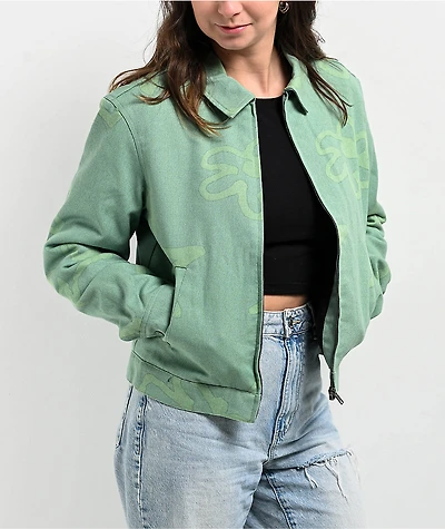 Petals by and Peacocks Green Crop Work Jacket