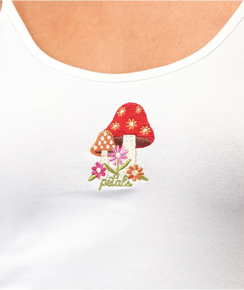 Petals by and Peacocks Grow Together White Crop Tank Top