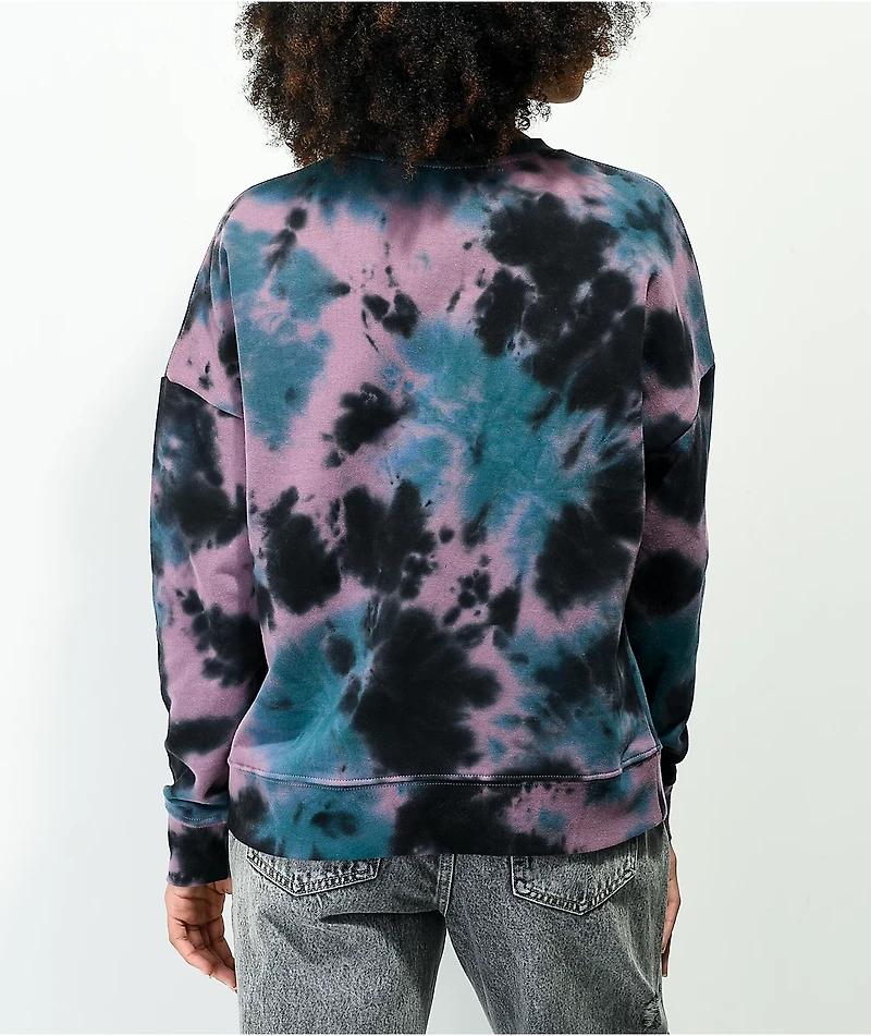 Petals by and Peacocks Herbs Blue & Purple Tie Dye Crewneck Sweatshirt