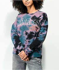 Petals by and Peacocks Herbs Blue & Purple Tie Dye Crewneck Sweatshirt