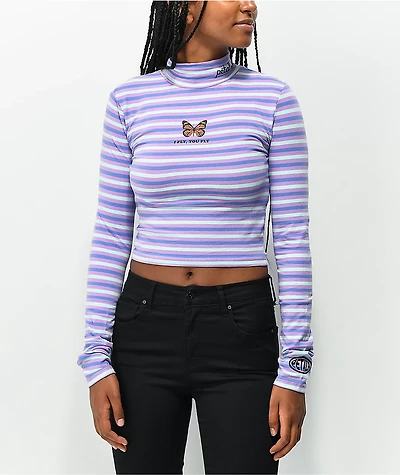 Petals by and Peacocks I Fly You Mock Neck Crop Top