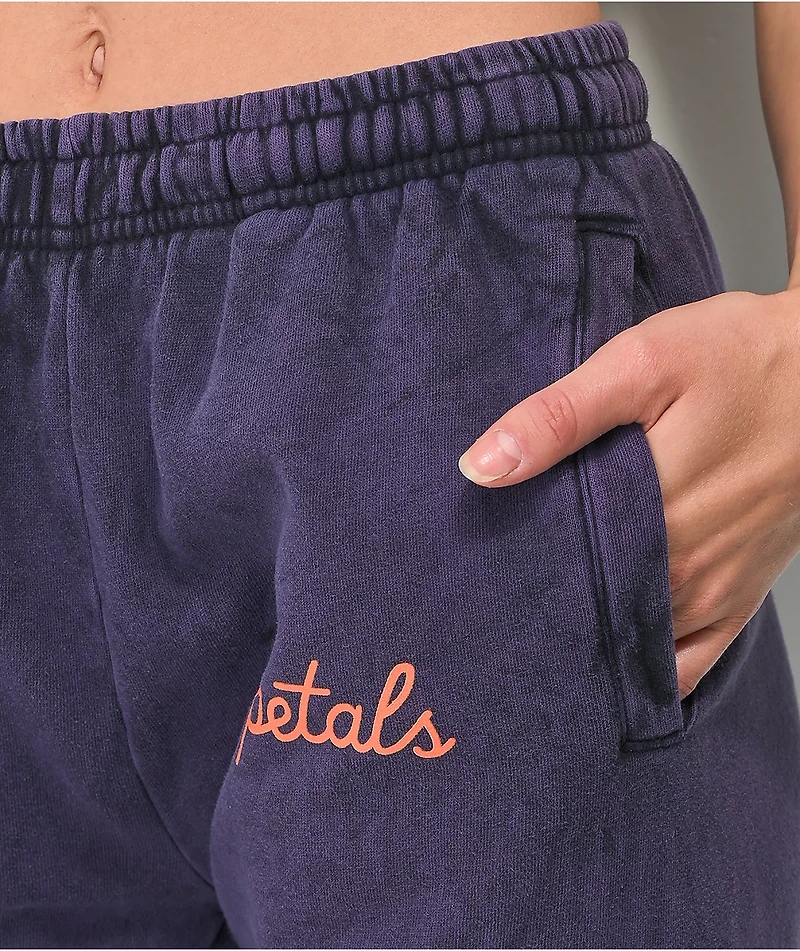 Petals by and Peacocks I Fly You Purple Wash Sweatpants
