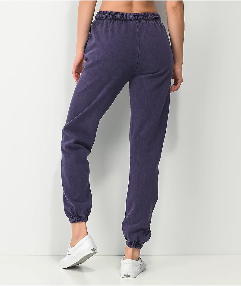 Petals by and Peacocks I Fly You Purple Wash Sweatpants