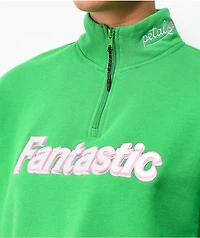 Petals by and Peacocks It's Fantastic Green Half Zip Fleece Sweatshirt