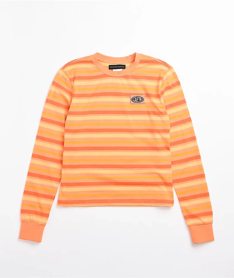 Petals by and Peacocks Monarch Orange Stripe Long Sleeve T-Shirt