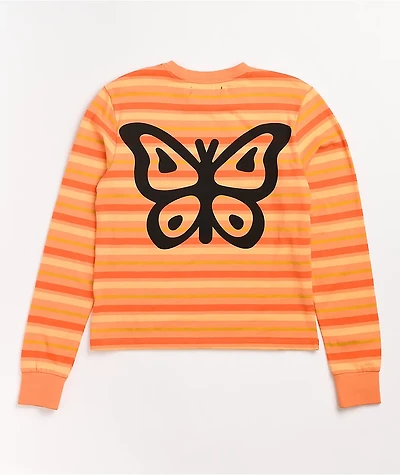 Petals by and Peacocks Monarch Orange Stripe Long Sleeve T-Shirt