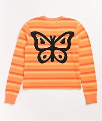 Petals by and Peacocks Monarch Orange Stripe Long Sleeve T-Shirt