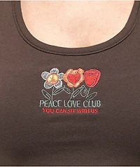 Petals by and Peacocks Peace Love Club Brown Halter Top