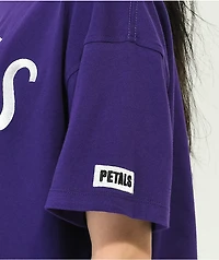 Petals by and Peacocks Peace Love Tennis Purple Crop T-Shirt