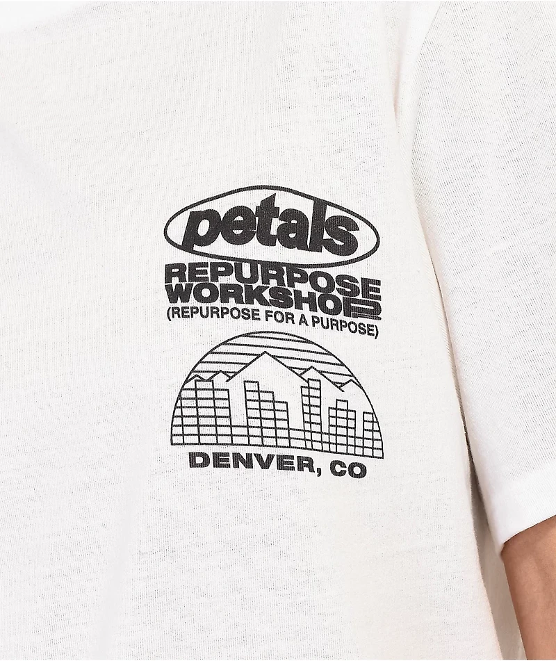Petals by and Peacocks Repurpose White T-Shirt