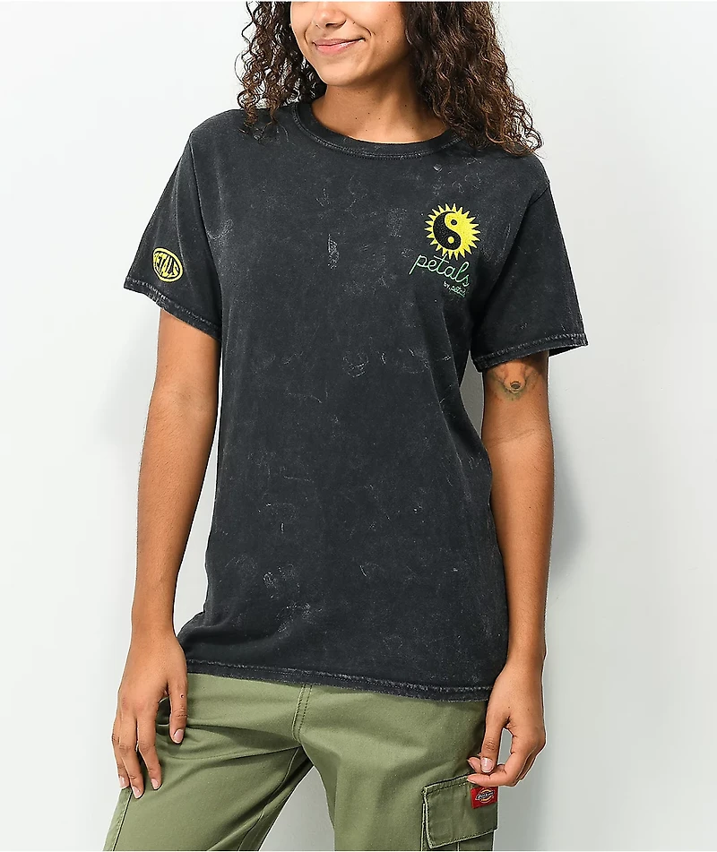 Petals by and Peacocks Under The Sun Black Wash T-Shirt