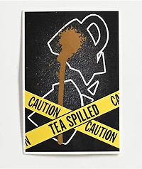 Petty Snacks Caution Tea Spilled Sticker
