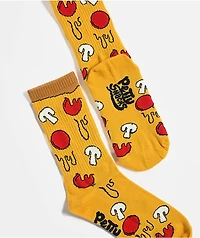 Petty Snacks Pizza Yellow Crew Socks
