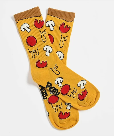 Petty Snacks Pizza Yellow Crew Socks
