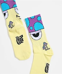 Petty Snacks Shroom Yellow Crew Socks