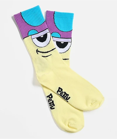 Petty Snacks Shroom Yellow Crew Socks