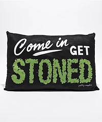 Petty Snacks Sorry, We're Stoned Black Pillow