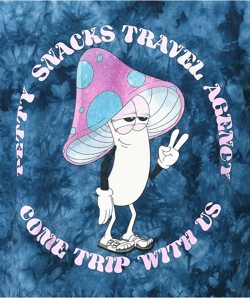 Petty Snacks Travel Agency Blue Tie Dye T-Shirt