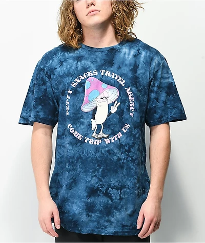 Petty Snacks Travel Agency Blue Tie Dye T-Shirt
