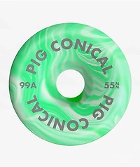 Pig Conical 55mm 99a Green Swirl Skateboard Wheels