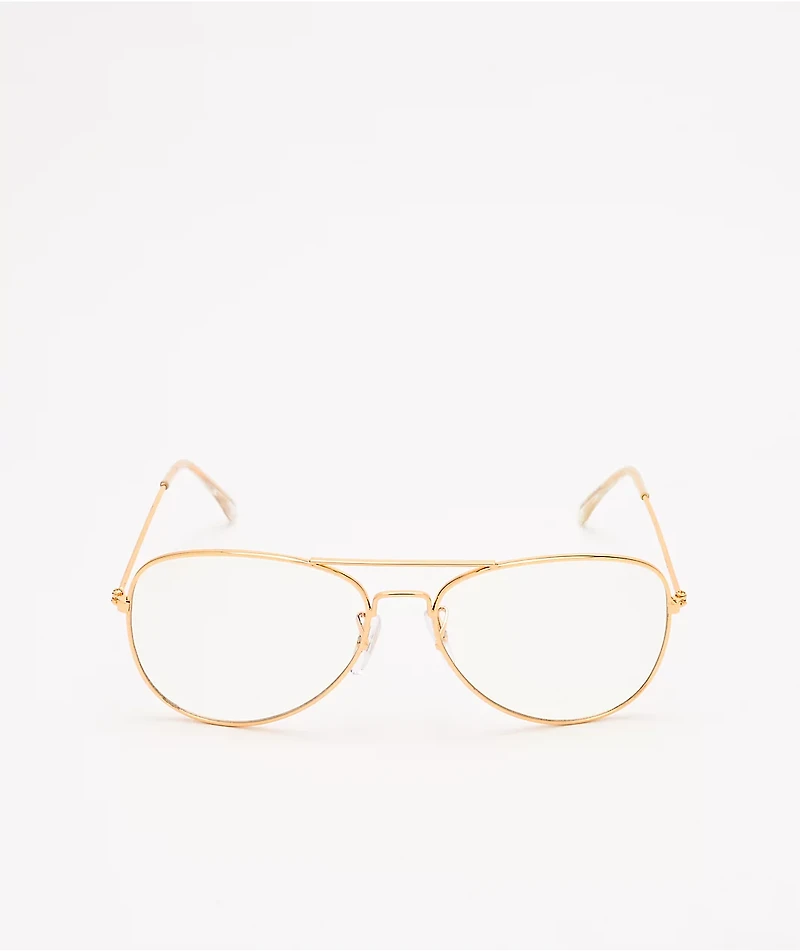 Pilot Gold & Clear Blue Light Glasses