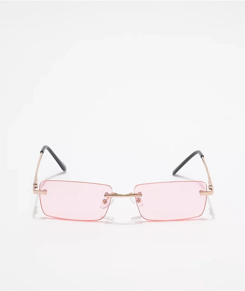 Pink & Gold Rectangle Sunglasses