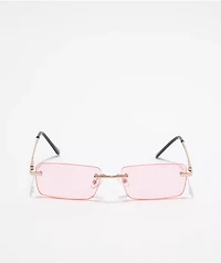 Pink & Gold Rectangle Sunglasses