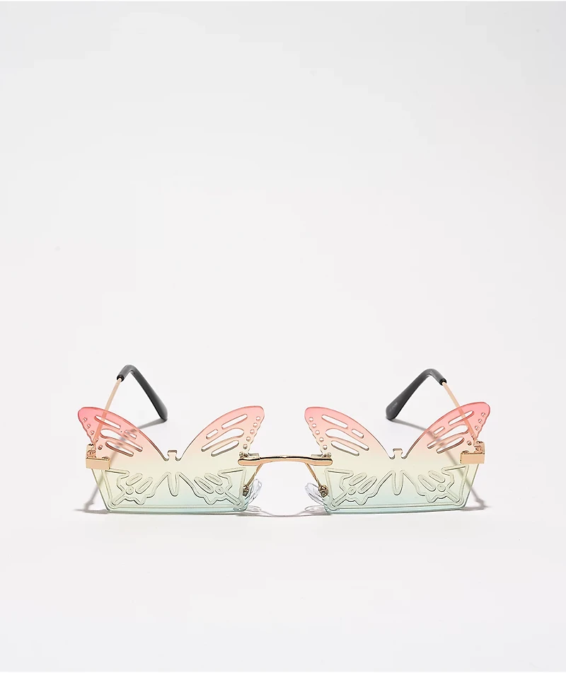 Pink & Green Butterfly Sunglasses