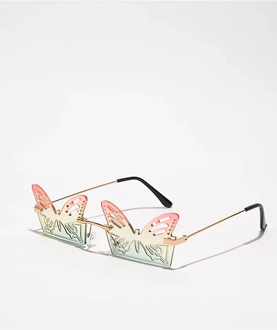 Pink & Green Butterfly Sunglasses