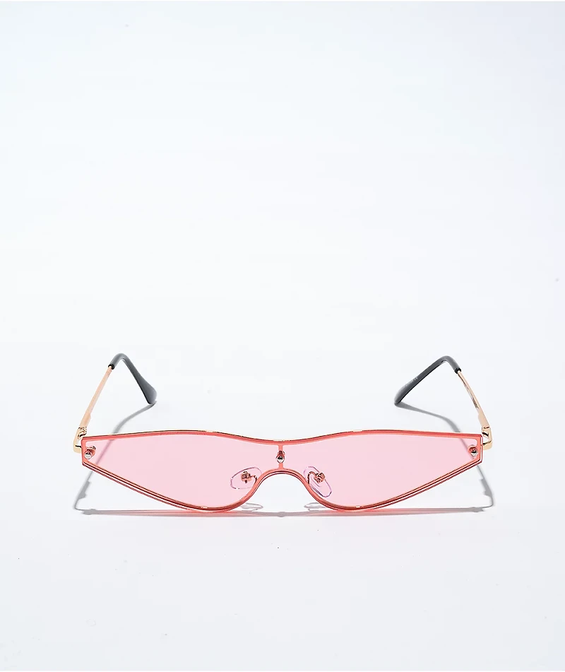 Pink Frameless Cateye Sunglasses