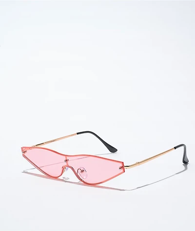 Pink Frameless Cateye Sunglasses